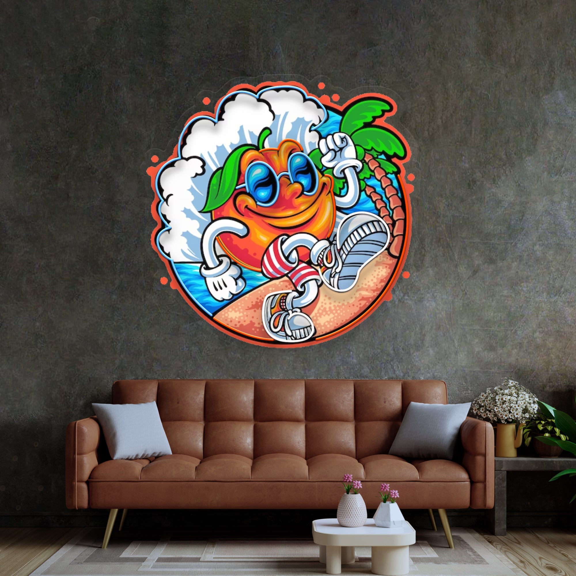 Tropical Sunrise Orange Cartoon LED Neon Sign Light Pop Art